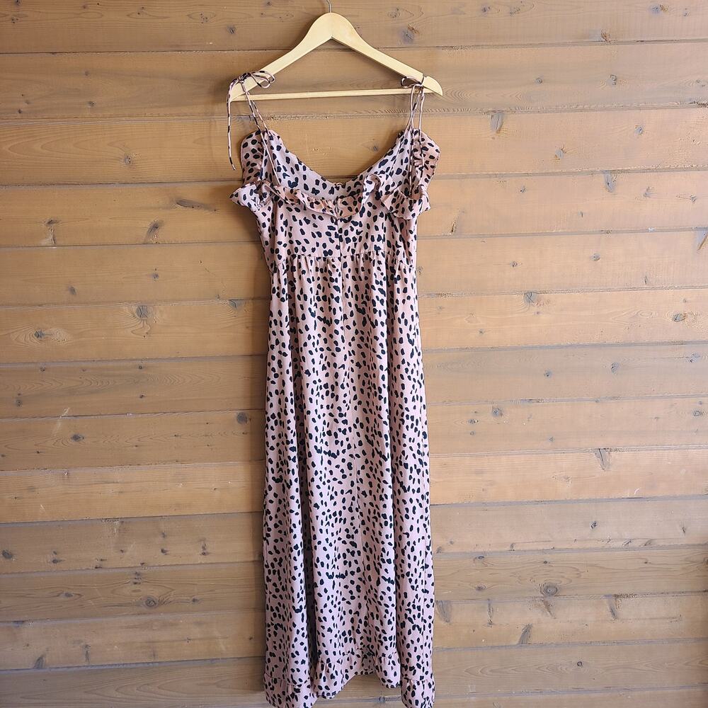 Forever21 Dress Spotted Ruffle Tank Top Bow Ties Flowy Feminine Boho Cottage M - Picture 3 of 5